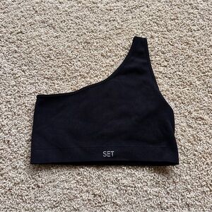 SET Active Black One-Shoulder Sports Bra